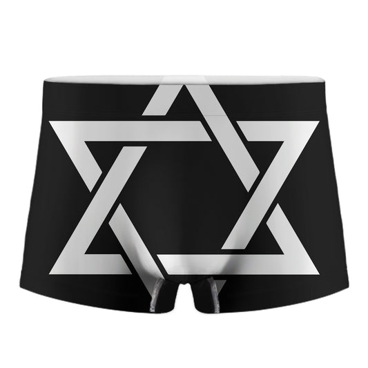 Black And White Star of David Print Men's Boxer Briefs