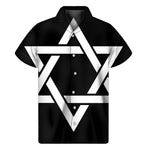 Black And White Star of David Print Men's Short Sleeve Shirt