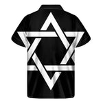 Black And White Star of David Print Men's Short Sleeve Shirt
