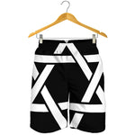 Black And White Star of David Print Men's Shorts