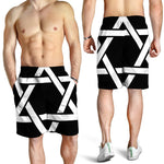 Black And White Star of David Print Men's Shorts