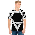 Black And White Star of David Print Men's T-Shirt