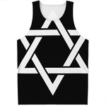 Black And White Star of David Print Men's Tank Top