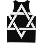 Black And White Star of David Print Men's Tank Top