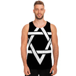 Black And White Star of David Print Men's Tank Top