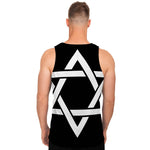 Black And White Star of David Print Men's Tank Top