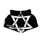 Black And White Star of David Print Muay Thai Boxing Shorts