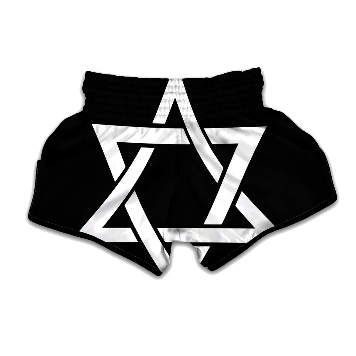 Black And White Star of David Print Muay Thai Boxing Shorts