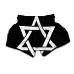 Black And White Star of David Print Muay Thai Boxing Shorts