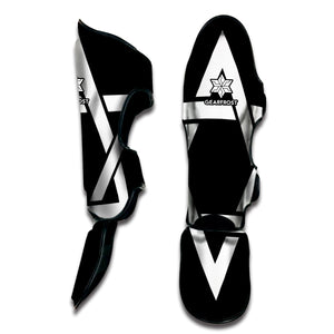 Black And White Star of David Print Muay Thai Shin Guard