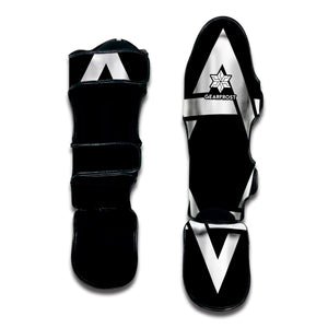 Black And White Star of David Print Muay Thai Shin Guard