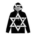 Black And White Star of David Print Pullover Hoodie