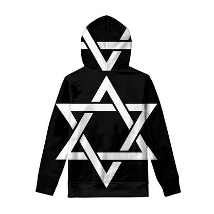 Black And White Star of David Print Pullover Hoodie