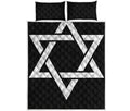 Black And White Star of David Print Quilt Bed Set