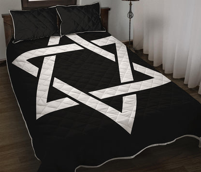 Black And White Star of David Print Quilt Bed Set