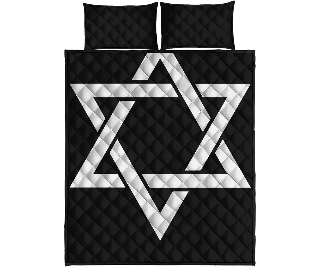 Black And White Star of David Print Quilt Bed Set