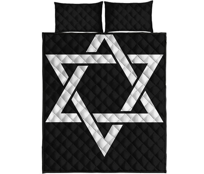 Black And White Star of David Print Quilt Bed Set