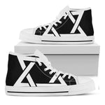 Black And White Star of David Print White High Top Shoes