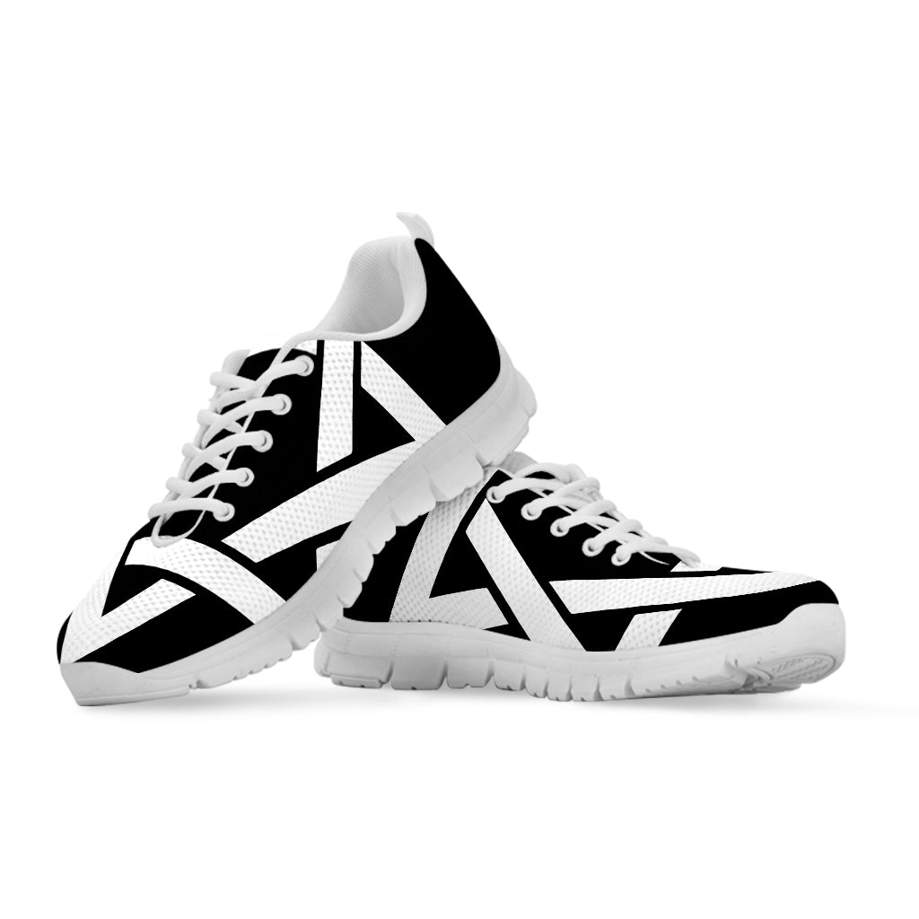 Black And White Star of David Print White Sneakers