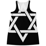 Black And White Star of David Print Women's Racerback Tank Top