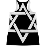 Black And White Star of David Print Women's Racerback Tank Top