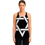 Black And White Star of David Print Women's Racerback Tank Top