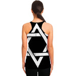 Black And White Star of David Print Women's Racerback Tank Top