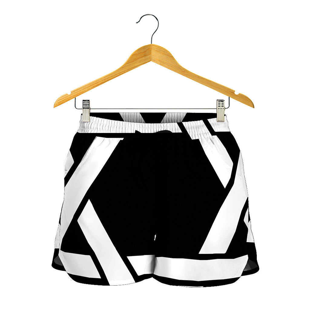 Black And White Star of David Print Women's Shorts