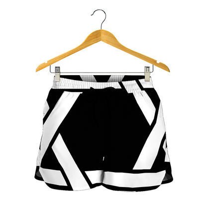 Black And White Star of David Print Women's Shorts