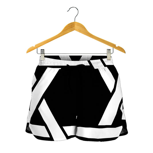 Black And White Star of David Print Women's Shorts