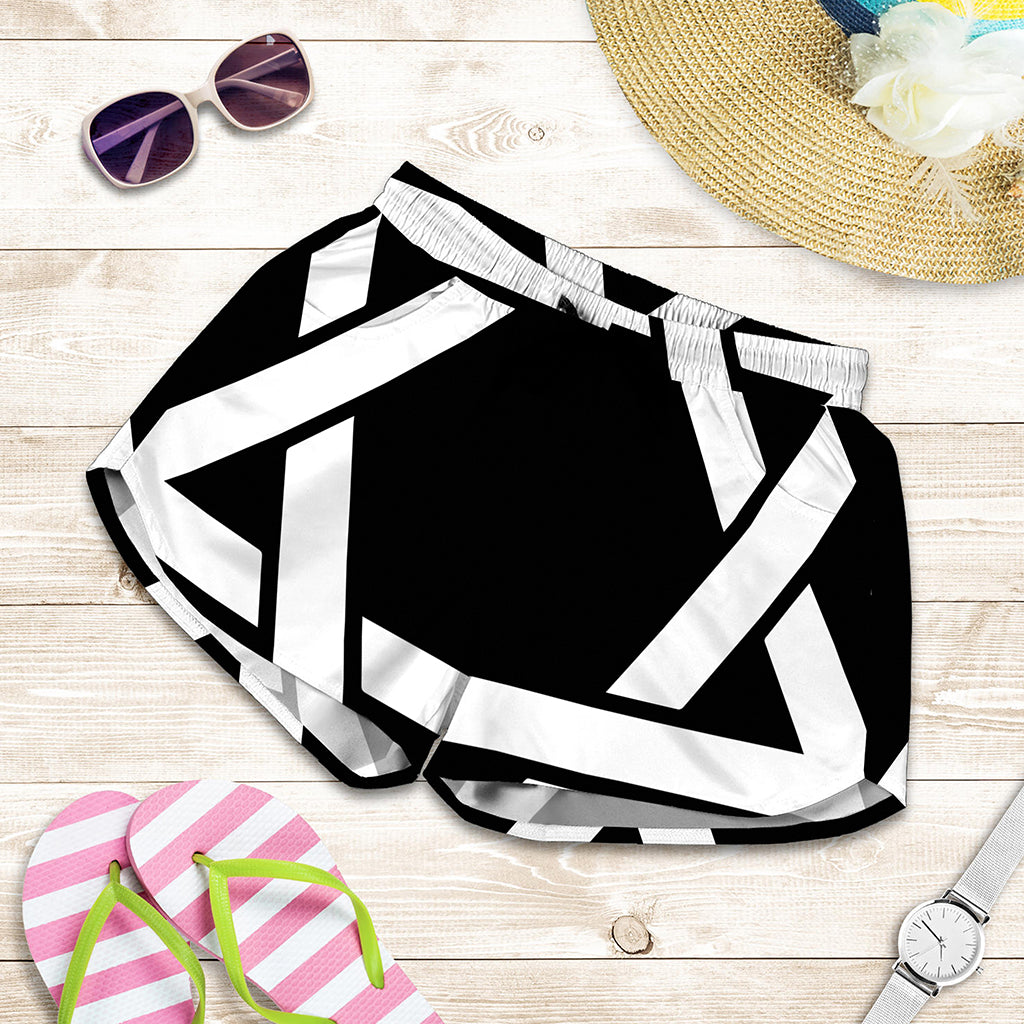 Black And White Star of David Print Women's Shorts