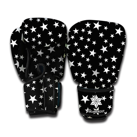 Black And White Star Pattern Print Boxing Gloves