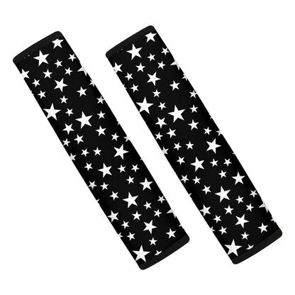 Black And White Star Pattern Print Car Seat Belt Covers