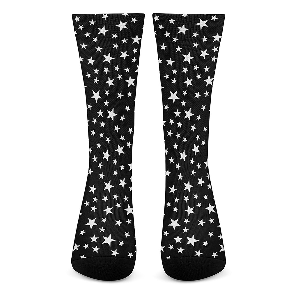 Black And White Star Pattern Print Crew Socks