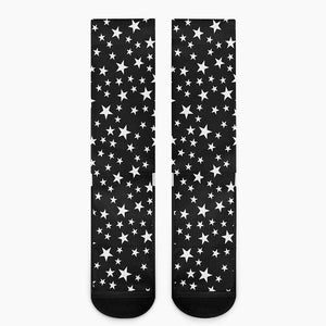 Black And White Star Pattern Print Crew Socks