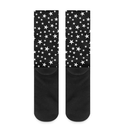 Black And White Star Pattern Print Crew Socks