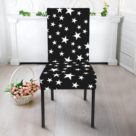 Black And White Star Pattern Print Dining Chair Slipcover