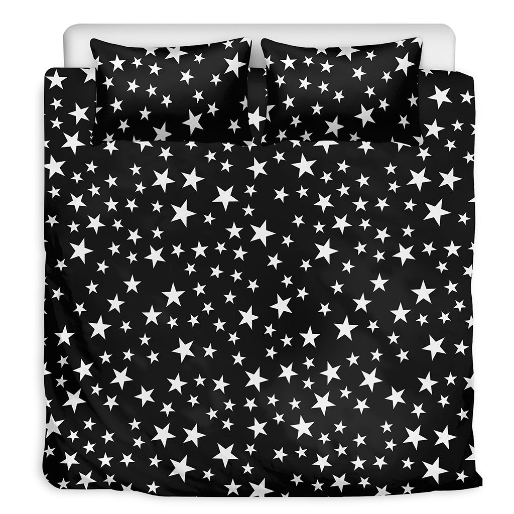 Black And White Star Pattern Print Duvet Cover Bedding Set
