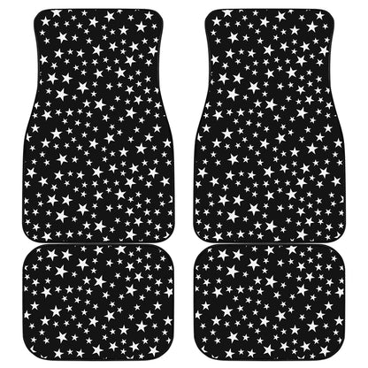 Black And White Star Pattern Print Front and Back Car Floor Mats