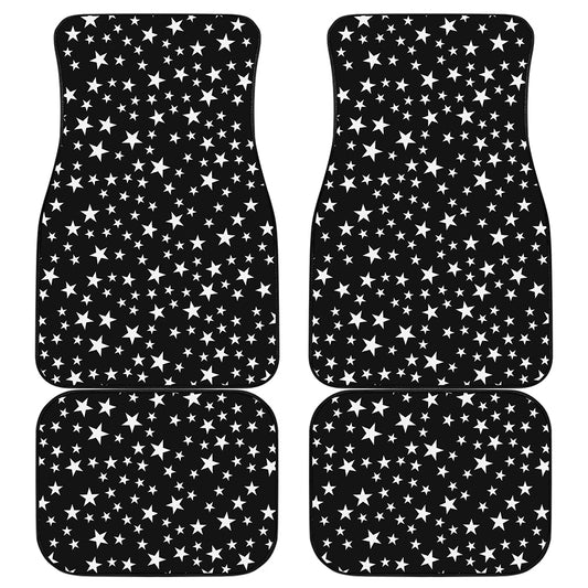Black And White Star Pattern Print Front and Back Car Floor Mats
