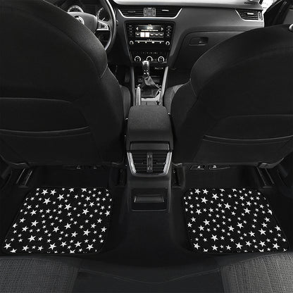 Black And White Star Pattern Print Front and Back Car Floor Mats
