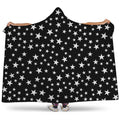 Black And White Star Pattern Print Hooded Blanket