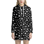 Black And White Star Pattern Print Hoodie Dress