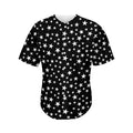 Black And White Star Pattern Print Men's Baseball Jersey