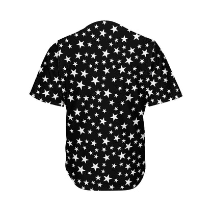 Black And White Star Pattern Print Men's Baseball Jersey