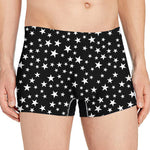 Black And White Star Pattern Print Men's Boxer Briefs