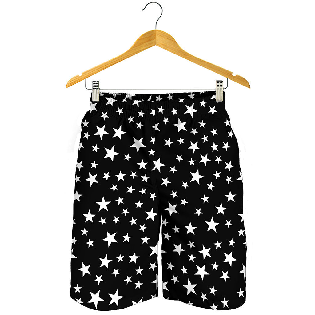 Black And White Star Pattern Print Men's Shorts