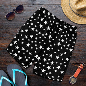 Black And White Star Pattern Print Men's Shorts