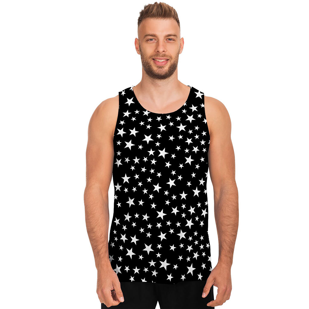 Black And White Star Pattern Print Men's Tank Top