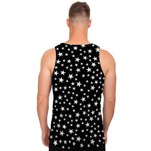 Black And White Star Pattern Print Men's Tank Top